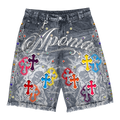 ""Sacred Chaos" Denim Jorts