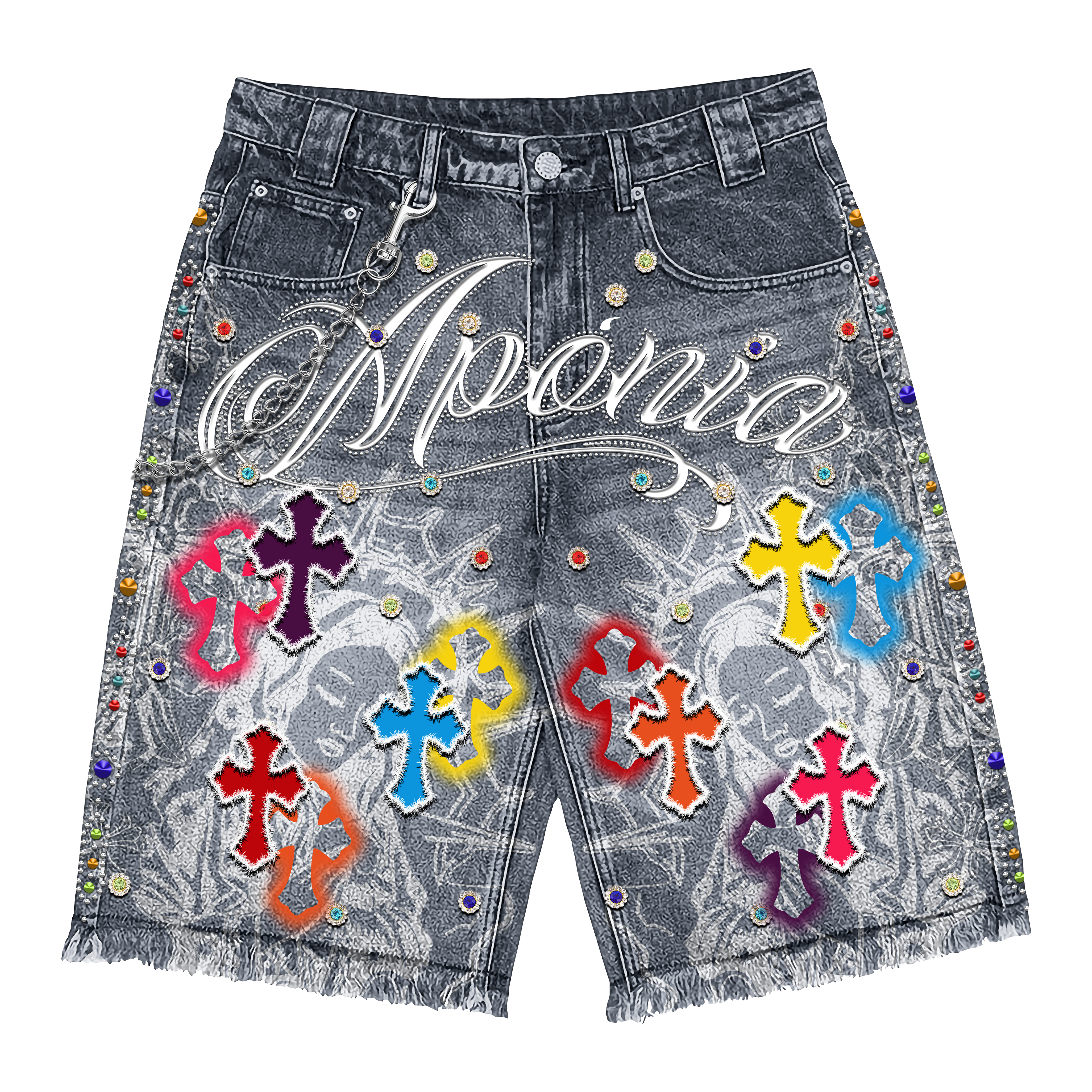 ""Sacred Chaos" Denim Jorts